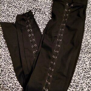 Black Lace Up Pants